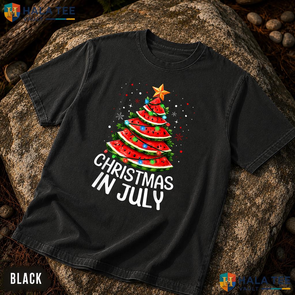 Watermelon Xmas Tree Comfort Colors T-Shirt Summer Christmas Holiday Gear