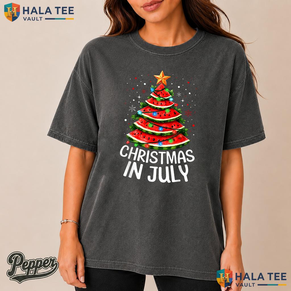 Watermelon Xmas Tree Comfort Colors Shirt Summer Christmas Holiday Gear