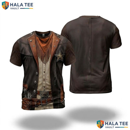 Western Cowboy Costume 3D Shirt Mens Funny Halloween Cosplay Party Apparel