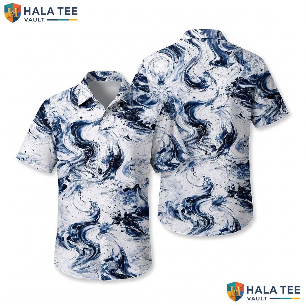 White Abstract Funny Hawaiian Shirt Mens Novelty Aloha Beach Apparel