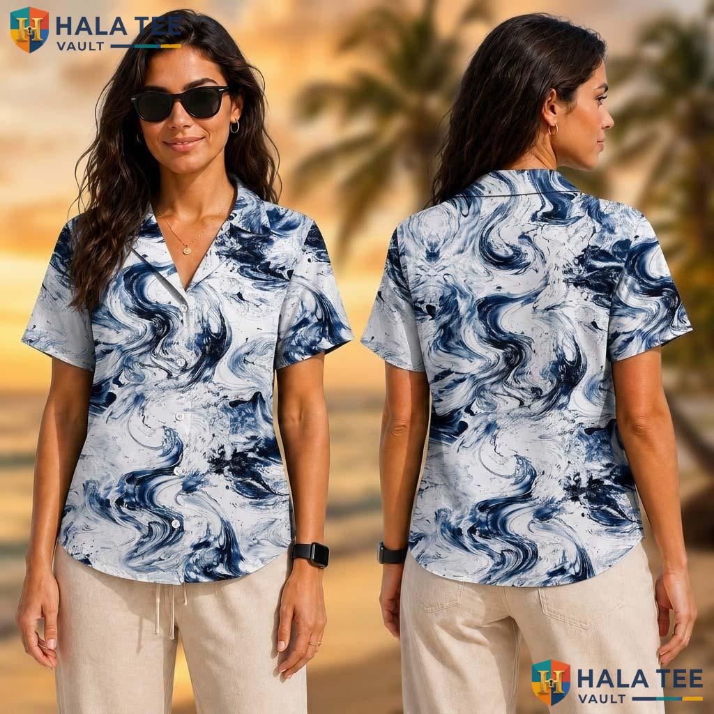White Abstract Funny Tropical Shirt Mens Novelty Aloha Beach Apparel