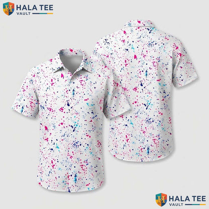 White Colorful Dots Hawaiian Shirt Mens Short Sleeve Casual Vacation