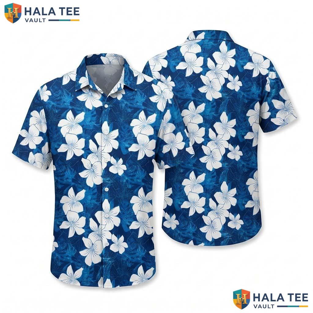 White Floral Print Hawaiian Shirt Mens Casual Short Sleeve Button Down