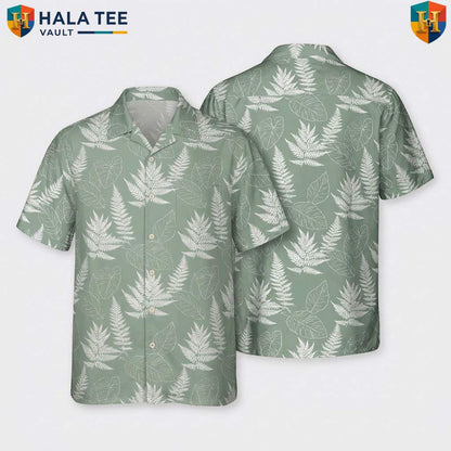 White Leaf Green Aloha T-Shirt Mens Tropical Casual Summer Beachwear Top