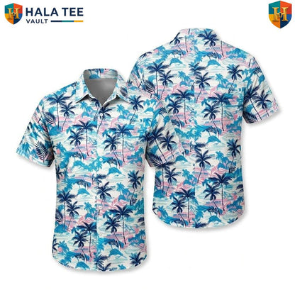 White Palm Tree Aloha Shirt Mens Tropical Casual Summer Beach Resort Wear