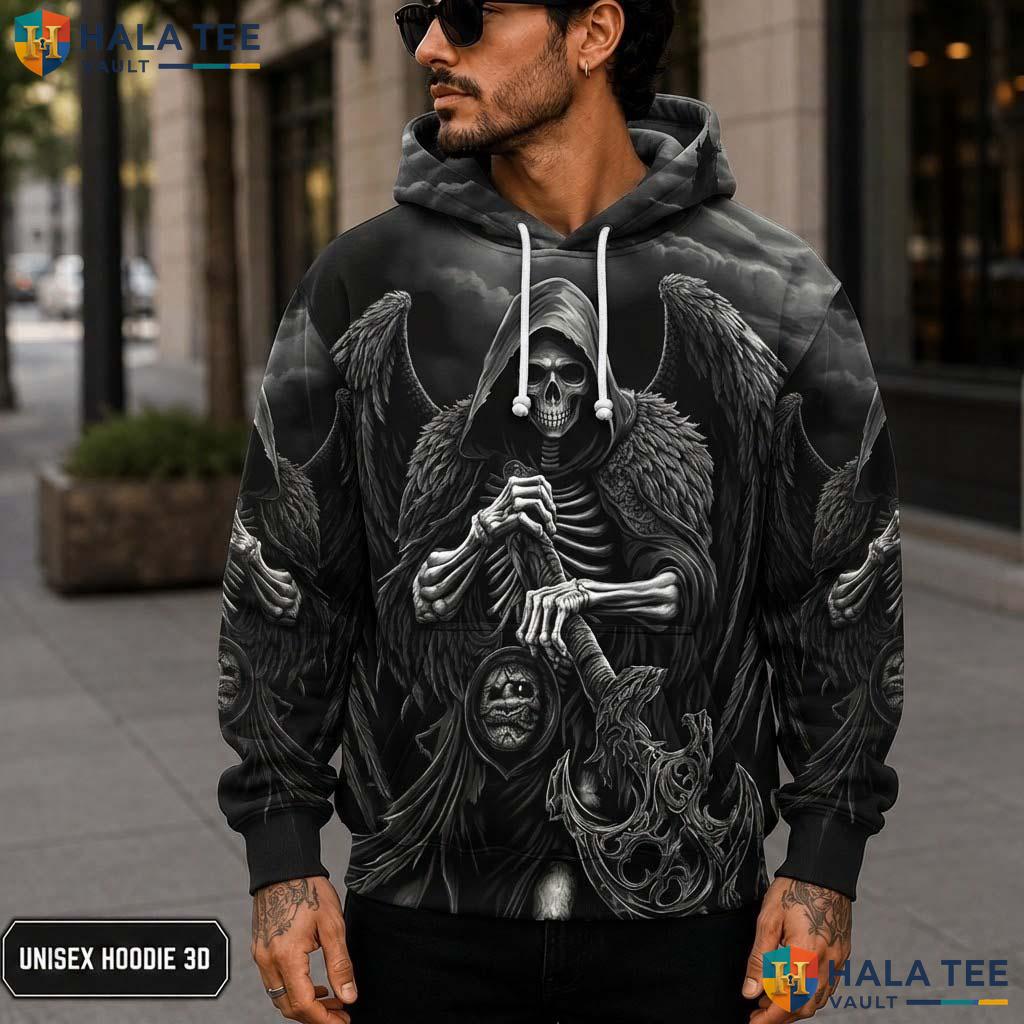 Winged Gothic Grim Reaper 3D Printed Hoodie Edgy Graphic Alternative Fashion
