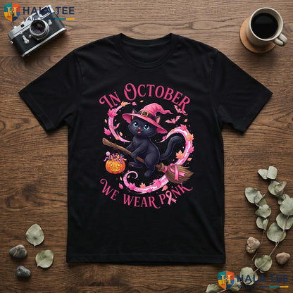 Witchy Breast Cancer Pink Shirt October We Wear Pink Black Cat Apparel Adult