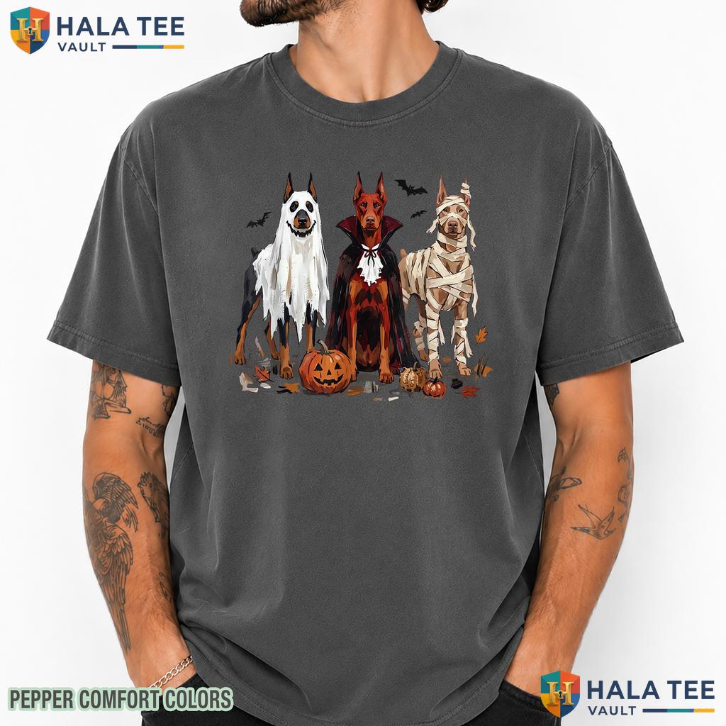 Witchy Doberman Ghost Dogs Comfort Colors T-Shirt Cute Halloween Top