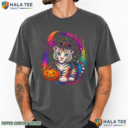 Witchy Tiger Retro 90s Comfort Colors T Shirt Spooky Season Graphic Apparel Heavyweight Cotton T-Shirt