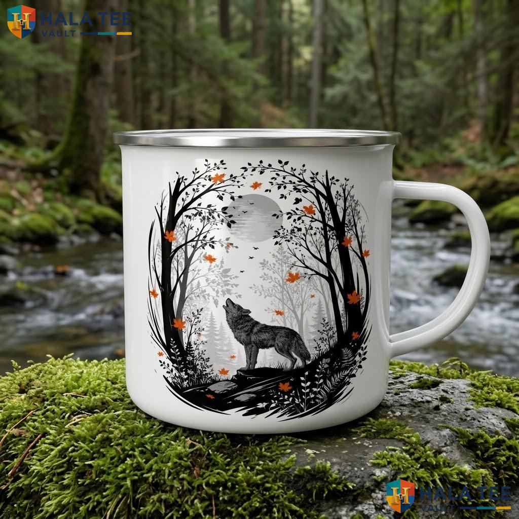 Wolf Reading Ghost Halloween Mug Spooky Book Lover Ceramic Coffee Accent Mug