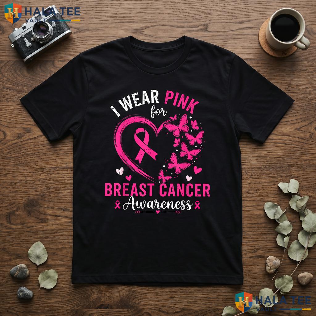 Women Girls Wear Pink Tee Breast Cancer Awareness Ribbon Apparel Top Adult