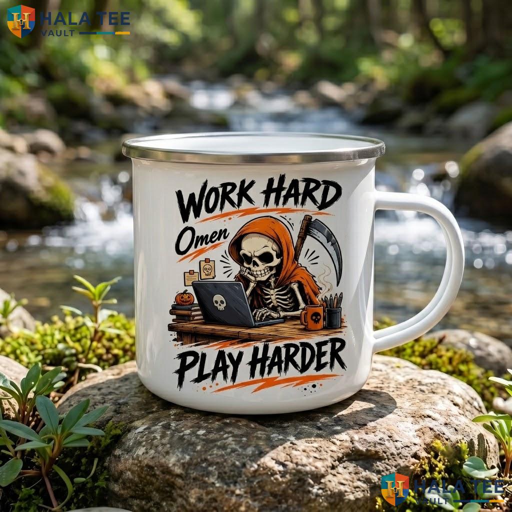 Work Hard Play Harder Skull Halloween Accent Mug Custom Ceramic Coffee Mug