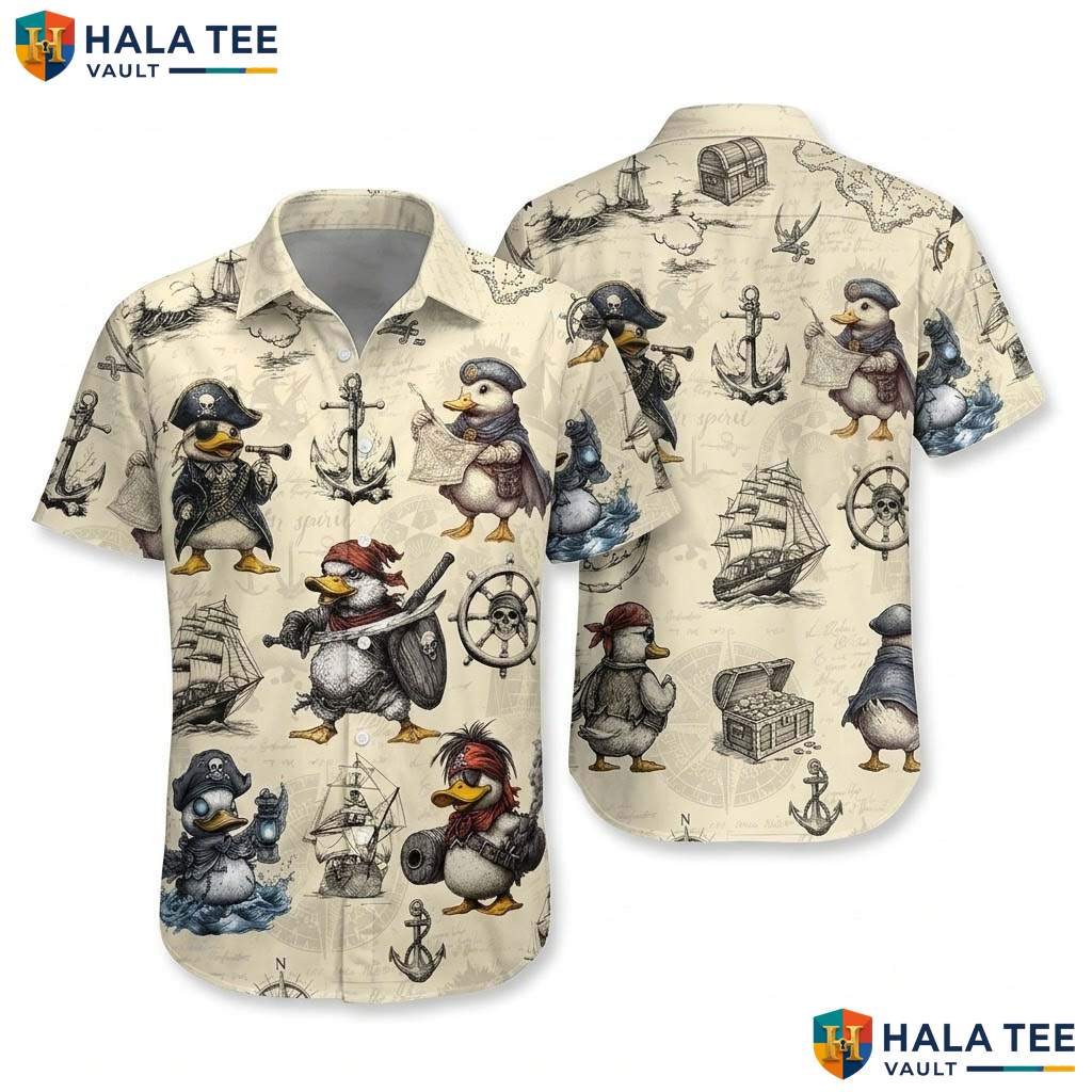 Yellow Pirate King Hawaiian Shirt Mens Funny Tropical Vacation Camp Top