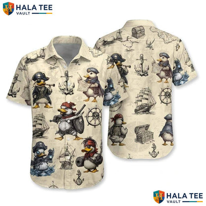 Yellow Pirate King Hawaiian Shirt Mens Funny Tropical Vacation Camp Top