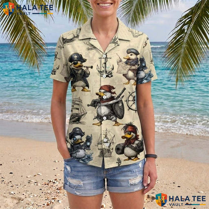 Yellow Pirate King Aloha Shirt Mens Funny Tropical Vacation Camp Top