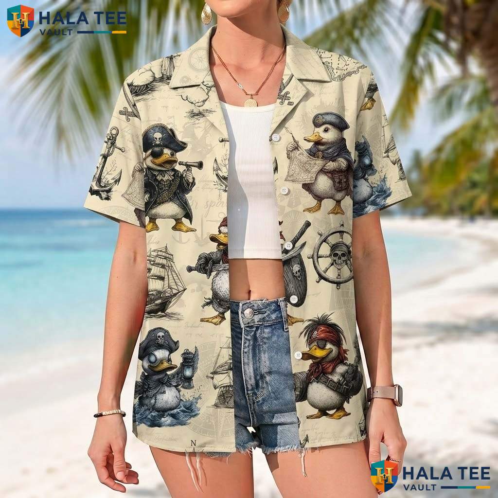 Yellow Pirate King Short-sleeve button-up shirt Mens Funny Tropical Vacation Camp Top
