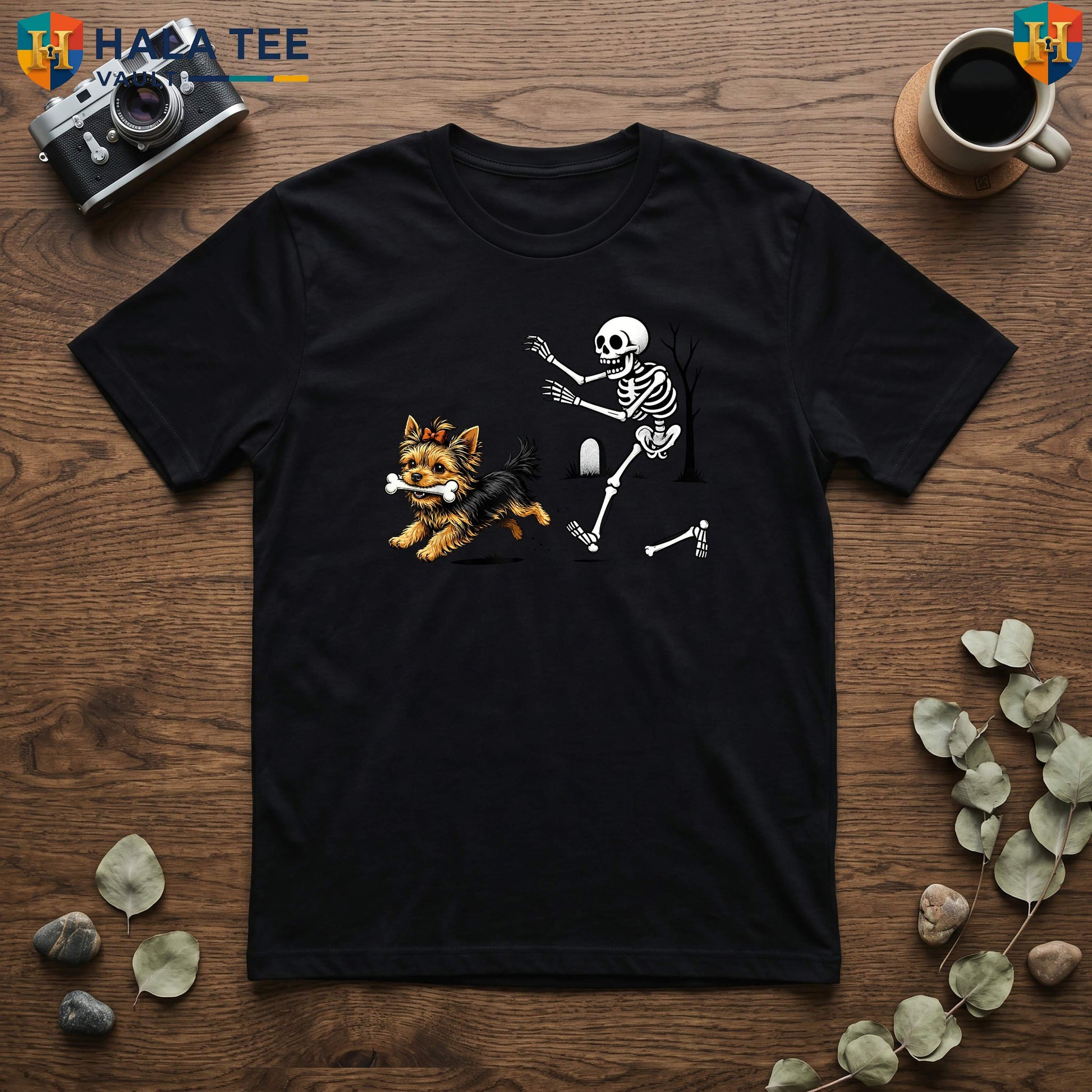 Yorkie Skeleton Dog Halloween TShirt Funny Spooky Season Pet Lover Apparel