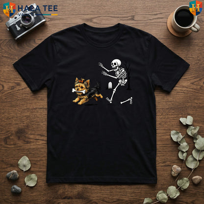 Yorkie Skeleton Dog Halloween TShirt Funny Spooky Season Pet Lover Apparel
