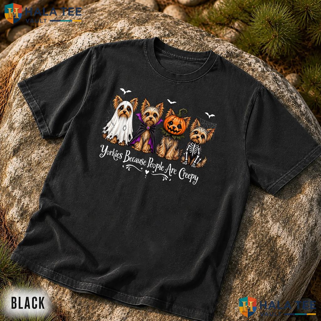 Yorkies People Creepy Funny Garment-Dyed T-Shirt Halloween Dog Top