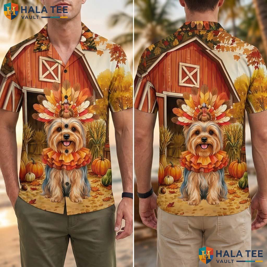 Yorkshire Terrier Thanksgiving Tropical Shirt Turkey Costume Apparel