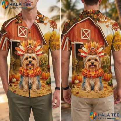 Yorkshire Terrier Thanksgiving Tropical Shirt Turkey Costume Apparel