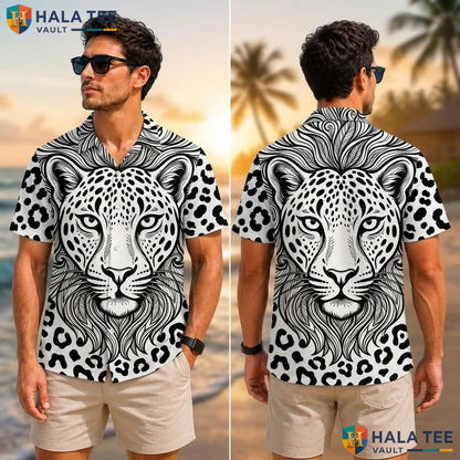 Zebra Leopard Print Tropical Shirt Farm Life Aloha Button Down Summer